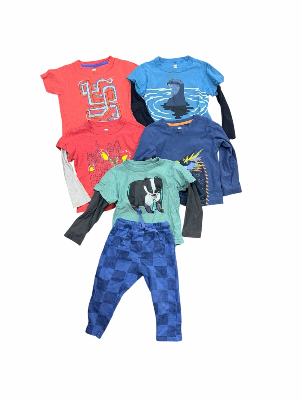 Lot Of 6 Tea Collection Boys Size 3/3T Long Sleeve /pants PLAY